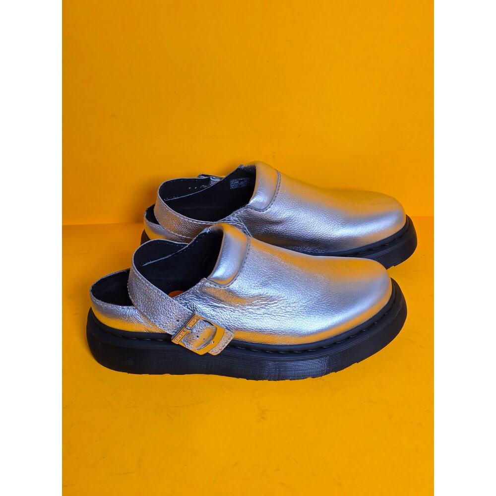 Dr Martens Laketen Silver Metallic Leather Slingback Platform Mules sz 11/12 New - Picture 6 of 16